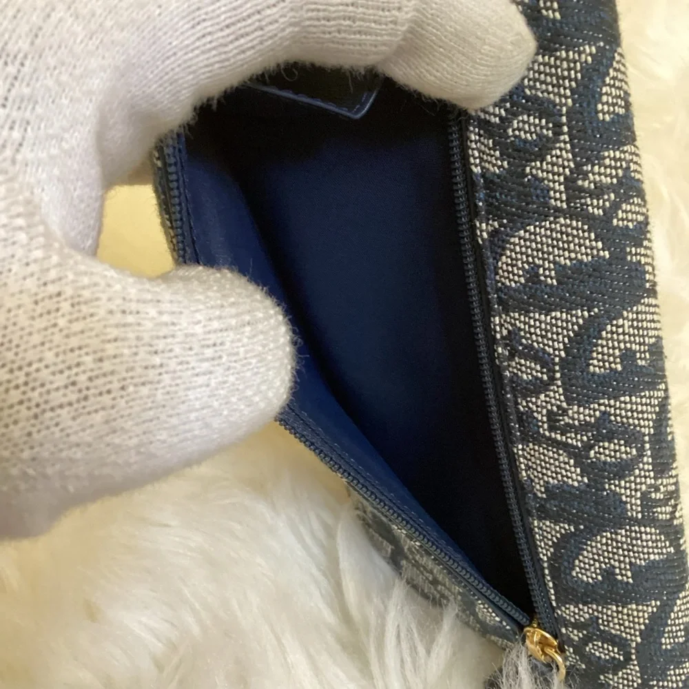 CHRISTIAN DIOR Monogram Saddle Wallet Navy